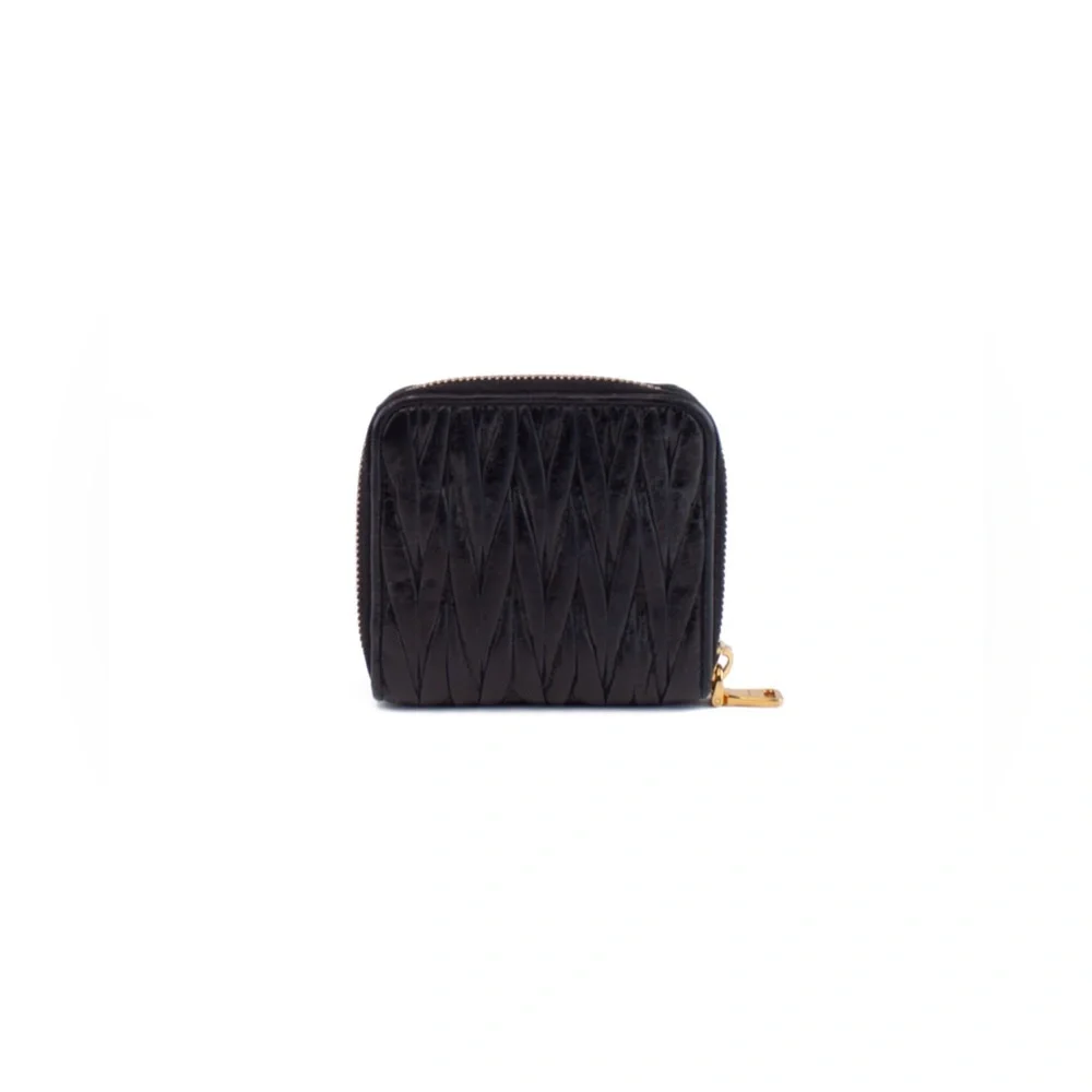 Miu Miu Black Leather Matelasse coin purse